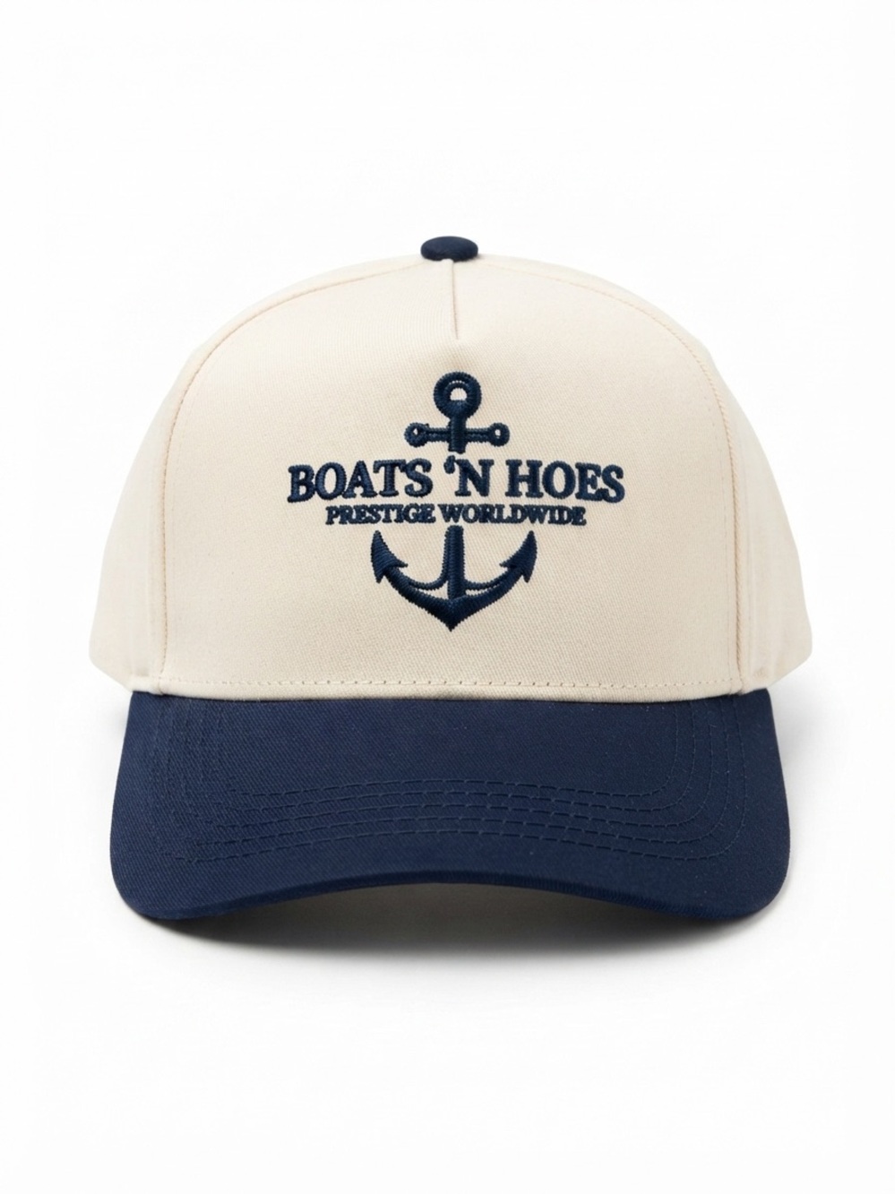 Step Brothers “Prestige worldwide” Anchor Baseball Cap - Cream & Navy